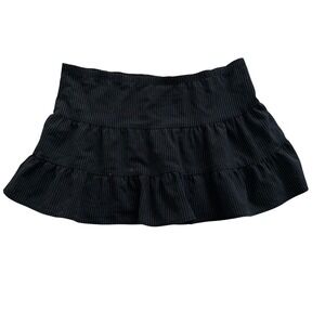 LunaChic Y2KBlack Pinstripe Tiered Ruffle Mini Skirt Whimsical Goth Women's